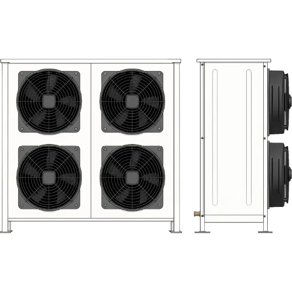 a white rectangular object with fans