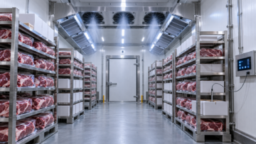 Blast Freezer for Meat with packaged red meat, shock evaporators and controlled airflow